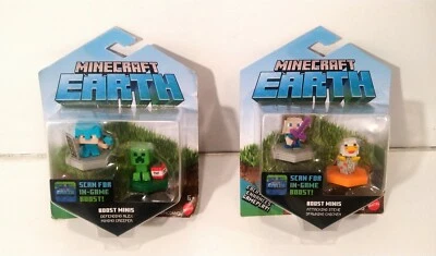Minecraft Earth Boost Minis Defending Alex & Mining Creeper Figures - Image 1 of 2