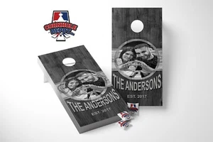 Custom Personalized Name and Photo Cornhole Board Vinyl Wrap Laminated Sticker - Picture 1 of 5