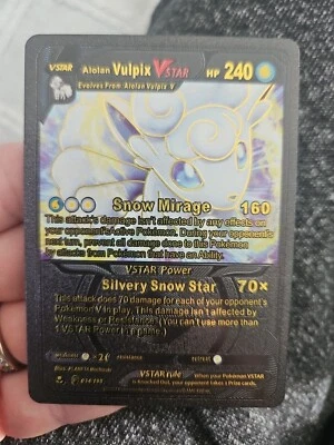 Alolan Vulpix VStar Black Foil Fan Art Textured Collector Pokemon Card 034/195 - Image 1 of 4