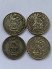 British Silver Shillings Coins X4 1933 1934 1935 1936 Shilling Lovley Examples