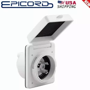 30Amp 125V RV Power Cord Twist Lock Plug Inlet 3-Wire Grounding Shore White USA - Picture 1 of 8