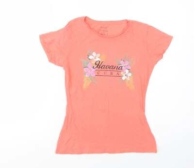 Primark Womens Orange Cotton Blend T-Shirt Size 4 - Havana - Image 1 of 4