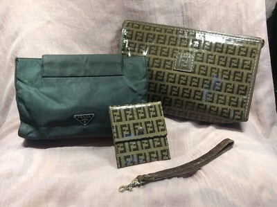 Fendi Wristlet And Coin Purse Bundle W Nylon Prada Pouch Insert EUC GREAT PRICE! - Image 1 of 4