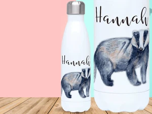 Botella de agua Badger | Regalos personalizados para los amantes de los tejones - Imagen 1 de 6