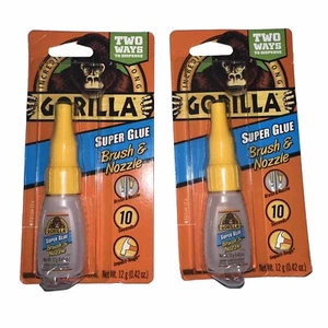Two Pack - Gorilla Super Glue with Brush & Nozzle Applicator, 0.42 Oz 12 Grams - Picture 1 of 3