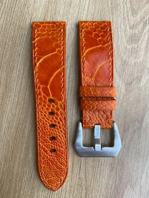 Pulseira de relógio 26mm 24mm 23mm 22mm 21mm 20mm 19mm 18mm 16mm laranja avestruz - Imagem 1 de 4