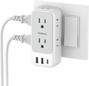 7 Outlet Extender Multi Plug Outlet with USB C Charger Port Wall Adapter - Picture 1 of 6