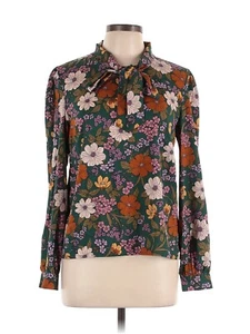Princess Highway Tie Neck Blouse Green Retro Floral 70s Sz 10 - Picture 1 of 6