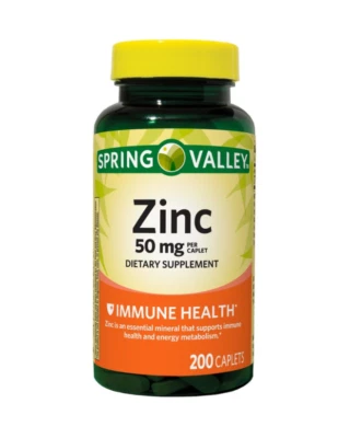 SPRING VALLEY ZINC 50MG IMMUNE HEALTH SUPPORT 200-CT SAME-DAY SHIP - Image 1 of 3