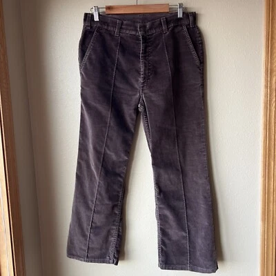VTG Levis Pants Brown Velvet Velour Bootcut Wide Flare 80s USA Western Sz 32x26 - Image 1 of 4