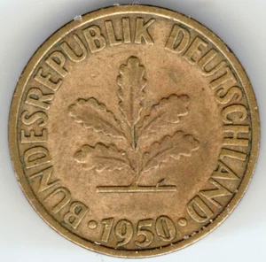 1950 D TEN PFENNIG FROM GERMANY ~ YOU GRADE IT ~ PLEASE SEE THE SCAN  stk 50-11 - Picture 1 of 4