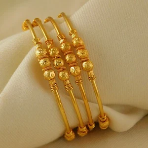 Bollywood 18k Goldplated 4PCs Bangles Ball Traditional Bracelets Fashion Jewelry - Picture 1 of 5