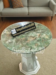 Mesa de ágata amazonita - Muebles de piedras preciosas, acento de piedra natural único Art Deco - Imagen 1 de 12