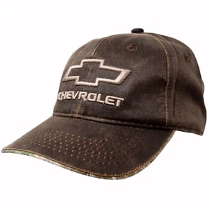 Chevrolet Chevy Logo Raised Stitch Oilskin Style Camo Cap Hat NEW Fast Free Ship - Picture 1 of 6