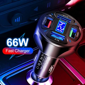 120W Car Charger 12V/24V 4 USB Ports Fast Charging Cigarette Lighter Adapter - Picture 1 of 24