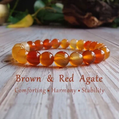 Sardonyx Carnelian Crystal 8mm Round Bead Healing Balance Women Stretch Bracelet - Image 1 of 4