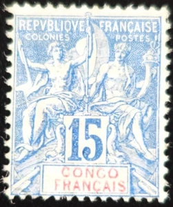 TIMBRE des COLONIES FRANÇAISES - CONGO FRANÇAIS N°17 NEUF ** LUXE MNH - Imagen 1 de 2