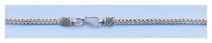 Foxtail 3 mm Bali Chain Genuine Sterling Silver 925 Oxidize Bracelet Length 7" - Picture 1 of 1