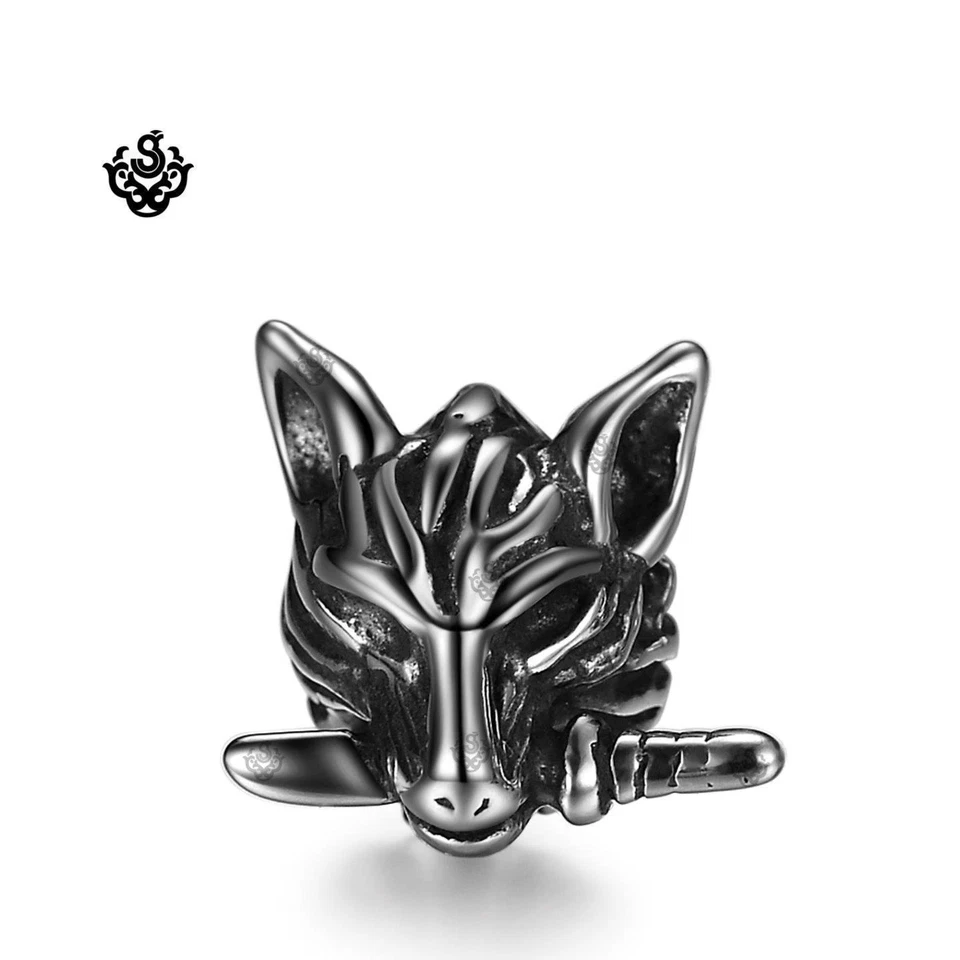 Silver wolf knife stud stainless steel SINGLE earrings samurai soft Gothic Foto 1 de 1