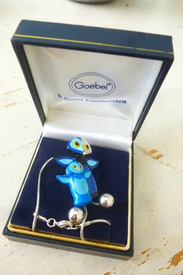 Rosina Wachtmeister Goebel Porzellan Kette silber Eule Rarität Schmuck emaille - Bild 1 von 4