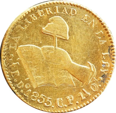 México 1/2 Escudos Oro Do 1855 C.P. Durango. Muy escaso. KM# 378.1 Foto 1 de 2