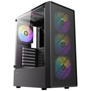 Antec AX26 Gaming PC Case Mesh Black Mid ATX Tower 4x 120MM RGB Fan Glass Panel - Picture 1 of 7