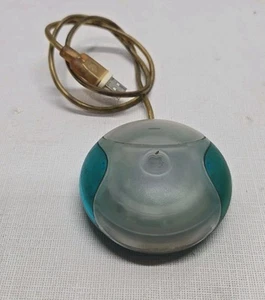 Vintage Apple M4848 Blue Teal iMac Hockey Puck USB Wired Mouse - Picture 1 of 5