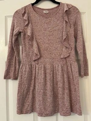 Gymboree Ruffled Knit Dress Girls Size: M (7/8)   Cranberry/White Color Blend - Image 1 of 4