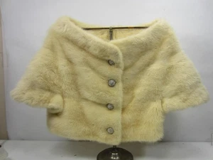 Vintage Bernard Held of N.Y. Cream Colored Fur Short Jacket w/Rhinestone Buttons - Picture 1 of 13