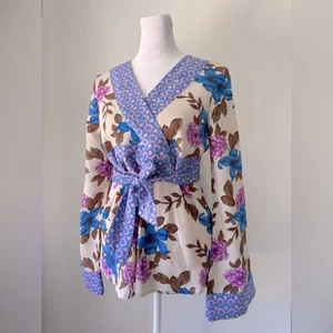 Vintage Y2K Mary-Kate and Ashley Multicolored Floral Print Tie Waist Blouse - Picture 1 of 8