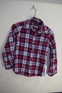 Childrens Place Cotton Button Up Shirt Flannel Outdoor Woodsy Plaid BOYS M 8 Red - Picture 1 of 15