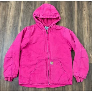 Youth Girl's Carhartt duck canvas hooded fleece lined workwear barn jacket, S - Picture 1 of 5