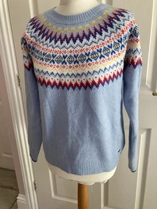 JOULES ANDREA PULLOVER GRÖßE UK 10 FAIRISLE SCANDI WEIHNACHTEN BABYBLAU SEHR GUTER ZUSTAND - Bild 1 von 8