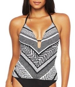 Kenneth Cole halter neck tankini top size small large no wire push up plunge - Picture 1 of 10
