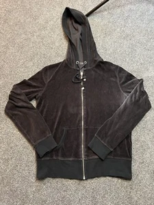 Victoria's Secret Hoodie Zip Small Black Sequin Angel Wings velour READ Y2K - Picture 1 of 6
