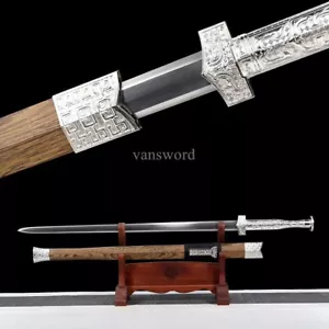 High Manganese Steel Chinese Han Dynasty Jian 汉剑 Sword Rosewood Sheath Sharp. - Picture 1 of 10
