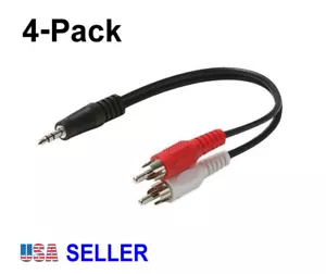 4-Pack 3.5mm MALE plug to 2-RCA MALE STEREO Audio Adapter - Picture 1 of 1