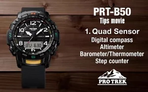 CASIO PRO TREK PRT-B50-1ER QUAD SENSOR, BLUETOOTH, STEP COUNTER - Photo 1 sur 10