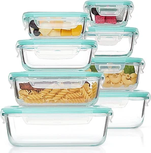 8 Pack Glass Food Storage Containers with Airtight Lids, Glass Meal Prep Contain - Picture 1 of 12