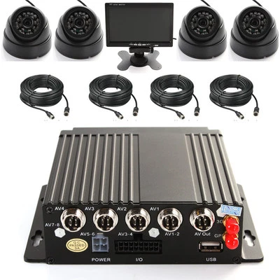 4CH AHD Car Mobile DVR Wifi 3G GPS + 4 Camera + Video Power Cable 7" Screen Kit - Image 1 of 4