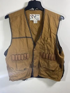Vintage Duck Bay Men Large Quilted Shooting Hunting Vest Pockets Cotton Brown - Picture 1 of 4