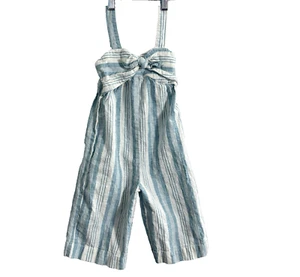 HOPE & HENRY Girls Jumpsuit Size 3 Blue Stripe Toddler Summer Spring Cute 2a-11 - Picture 1 of 9