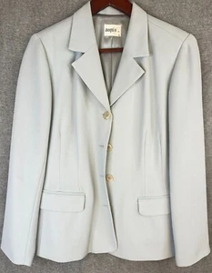 Vintage Jacqui E Blazer Jacket Women Size 10 Grey Button Long Sleeve Pocket Work - Picture 1 of 10