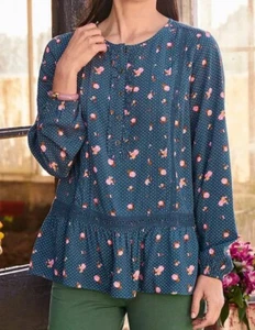 Matilda Jane Dream A Little Dream Top Bluse Blau Blumen Bauerntop Gr. S Neu mit Etikett - Bild 1 von 9