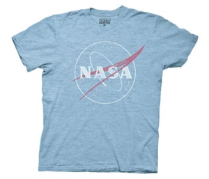 NASA Distressed Bug Logo Mens Blue T-Shirt - Picture 1 of 2