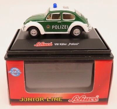 A IN Metallo VW Schuco Volkswagen Cox Beetle Maggiolino Polizei 1/72 Box # - Immagine 1 di 4
