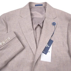 $698 Hart Schaffner Marx Beige Mini Check Sport Coat Blazer Jacket Mens Size 44L - Picture 1 of 14