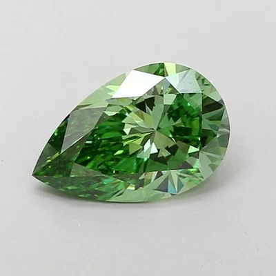 2.01 Ct Pear Cut Lab IGI Certified Diamond Fancy Vivid Green VS1 Wedding Rings - Image 1 of 4