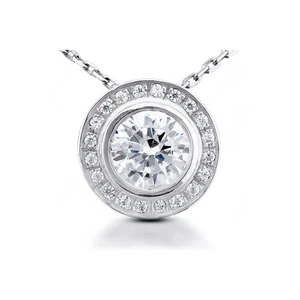 1/2 CTW F VS2 Round Brilliant Natural Certified Diamonds 14k Gold Halo Pendant - Picture 1 of 4