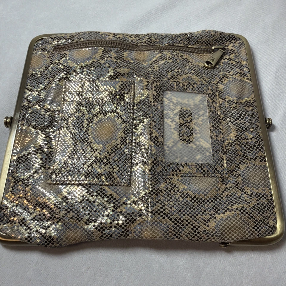  HOBO Hobo Intl Cuero Doble Marco Bolso sin asas Cartera Lauren Glam Serpiente USADA Foto 1 de 4